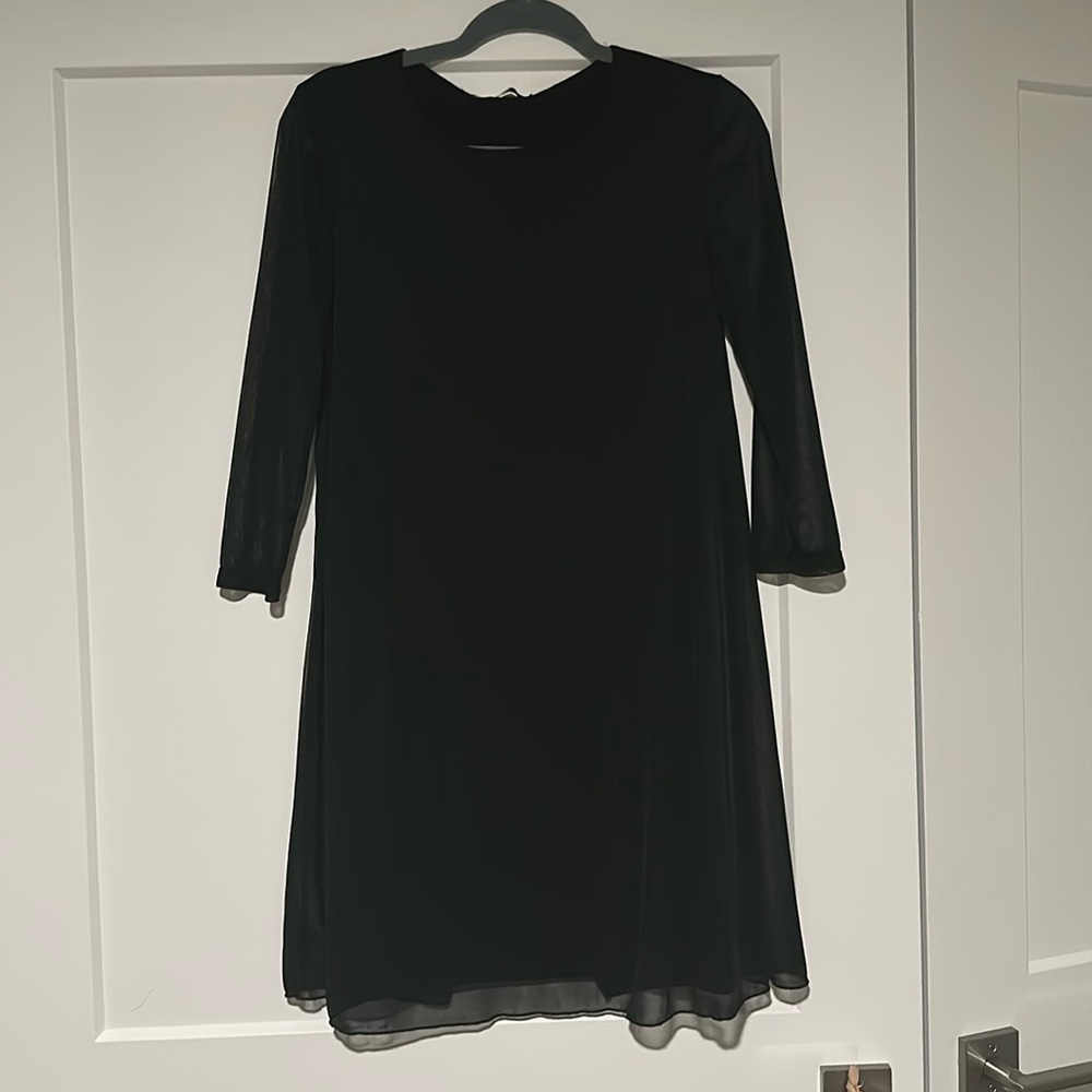 Black shift mini dress